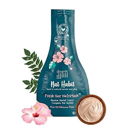 puu NAT Habit 5-Oil Hibiscus Fresh Hair Mask (NutriMask) | Hair Growth, Hairfall Control & Hair Smoothening | Dry, Frizzy Hair Treatment | Ayurvedic, Herbal | 19 Herbs Heat Soaked