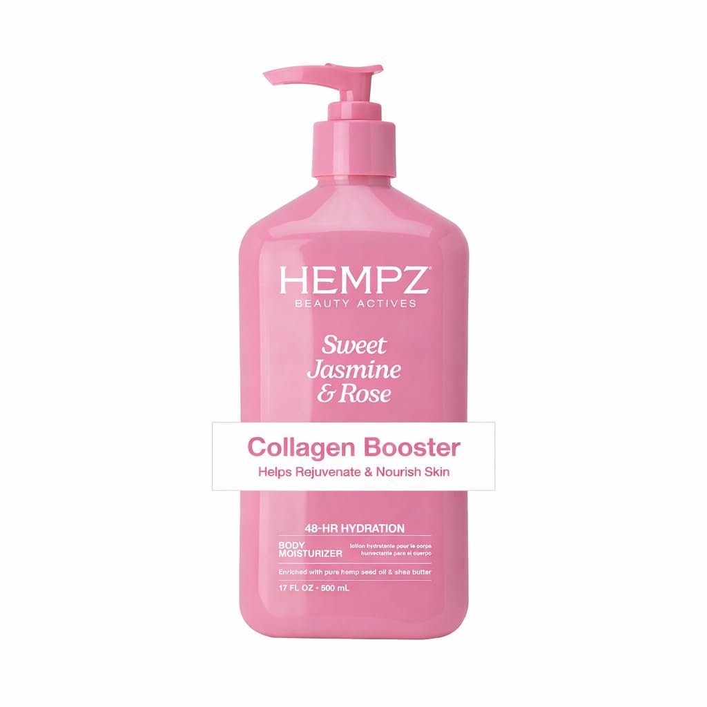 Hempz Sweet Jasmine & Rose Herbal Body Moisturizer for Women, 17 Fl. oz. – Moisturizing Lotion with 100% Pure Hemp Seed Oil, Collagen, Shea Butter – Hydrating Vegan Lotion for Dry Skin