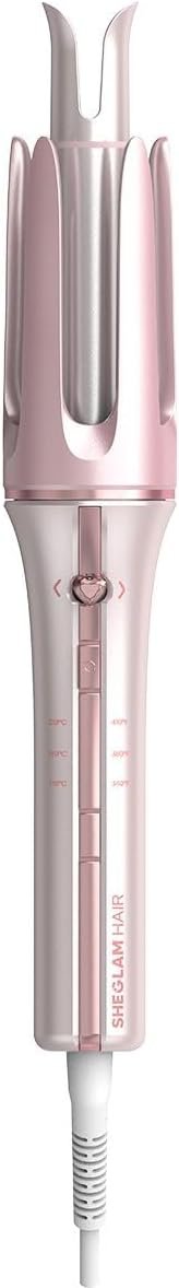 SHEGLAM Pink Curling Iron Automatic Gift for Woman (Pink, 1.25 inch) Cupid’s Charm One-Touch Instant Curler