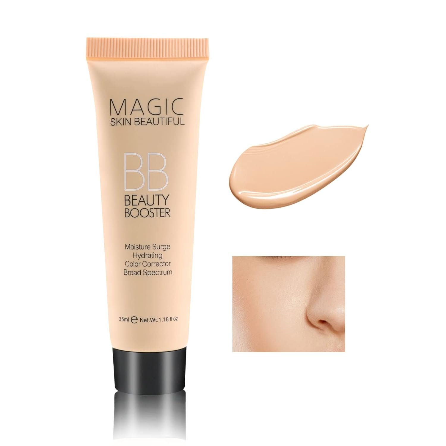 Boobeen Hydrating BB Cream – Full-Coverage Foundation & Concealer, Color Correcting Tinted Moisturizer for All Skin Types – Evens Skin Tone