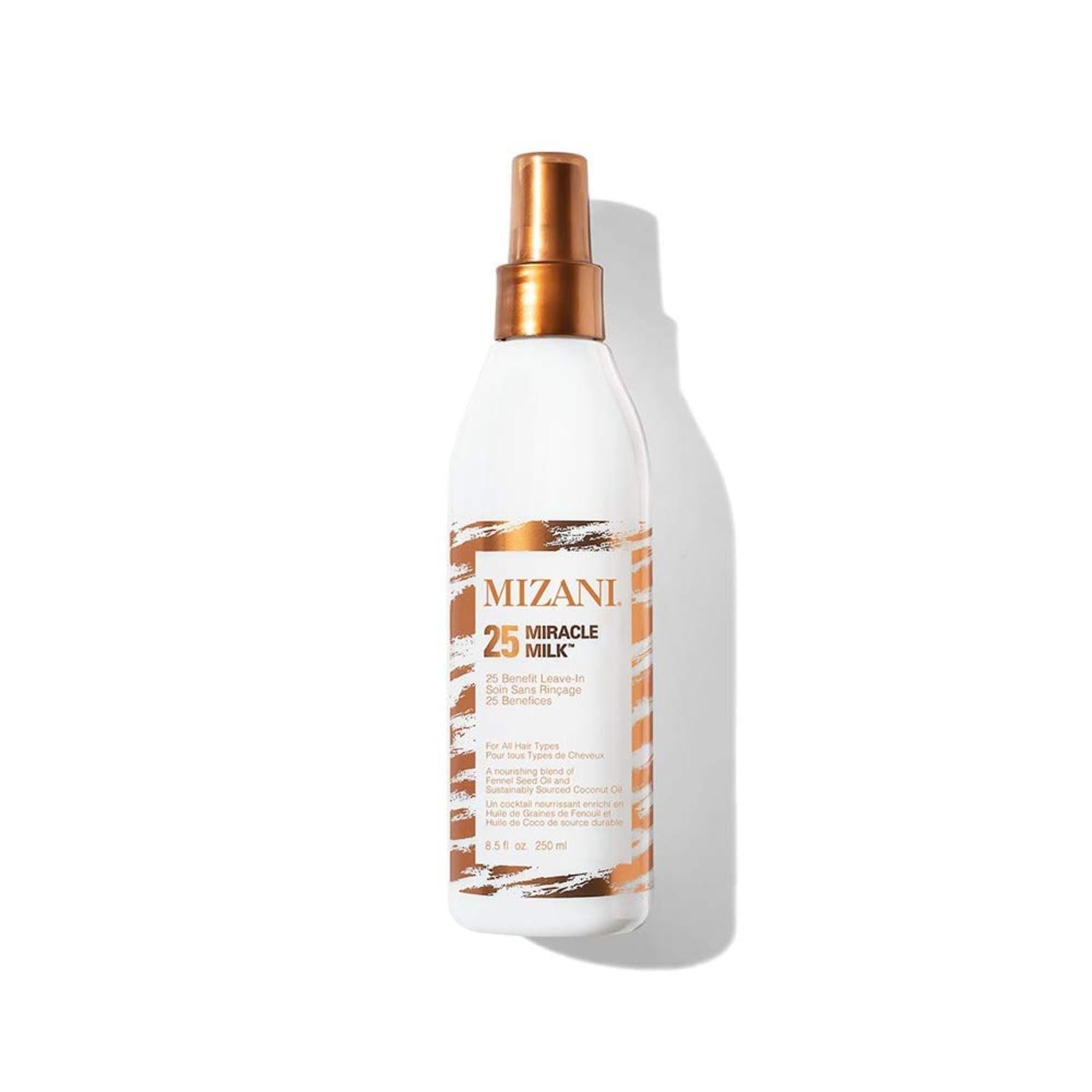 Mizani 25 Benefit Miracle Milk – Leave in Conditioner for Curly Hair, With Coconut Oil, Curl Detangler Spray, Anti Frizz Heat Protectant, No Drying Alcohols, Paraben-Free