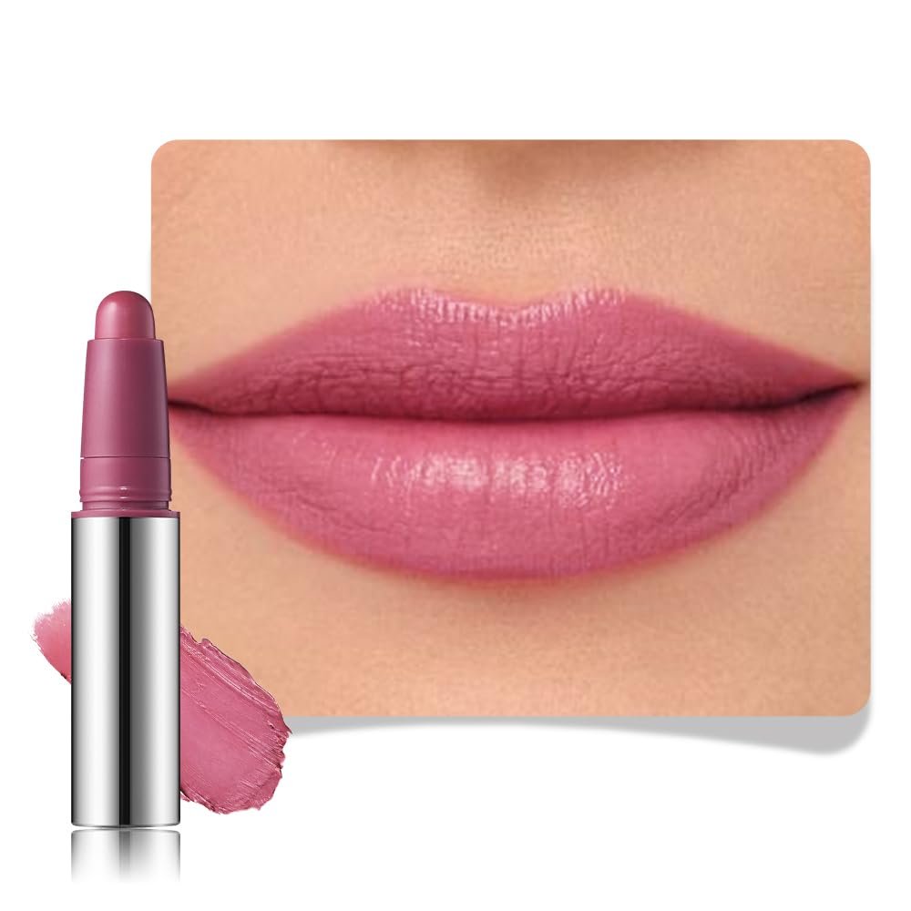 Mauve Plum Red Matte 2-in-1 Lipstick Crayon, Waterproof Velvet Lip Liner Pencil, High Pigment Creamy 24H Wear, Cruelty-Free Paraben-Free Lip Makeup for Women
