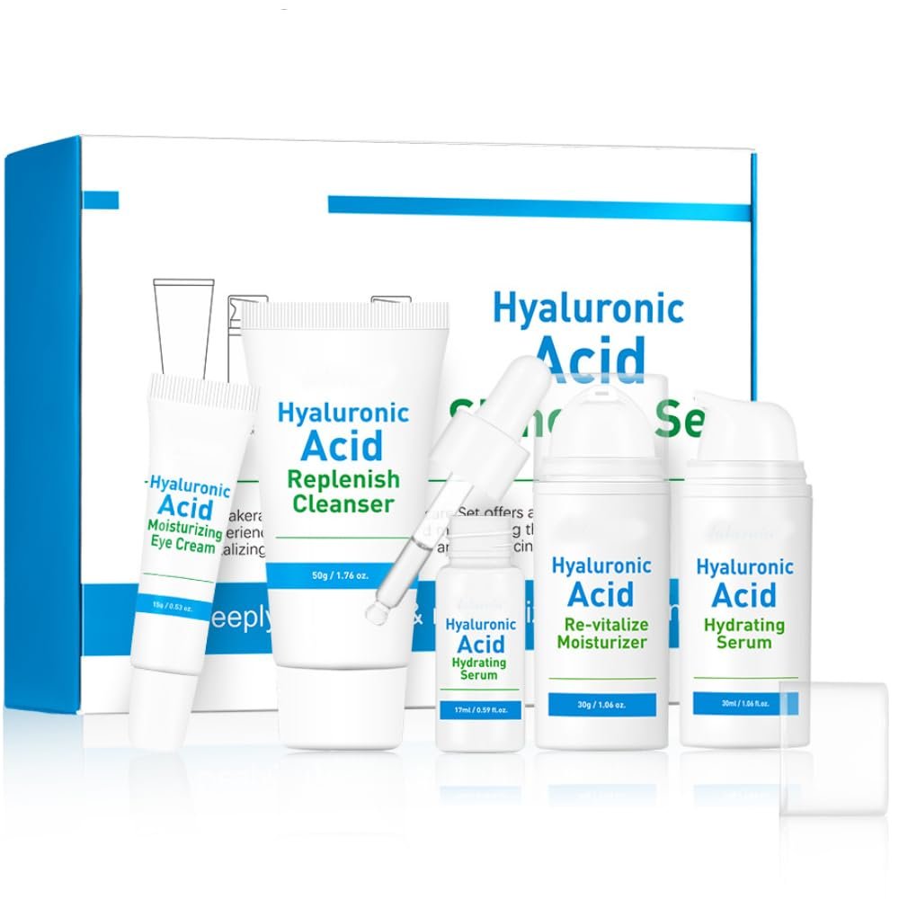 Skin Care Set Hyaluronic Acid Women Beauty Gift Sets with Cleanser, Serum, Eye Cream and Face Cream – Skin Care Travel Kit for Women Teen Girls Mom Daughter Birthday
