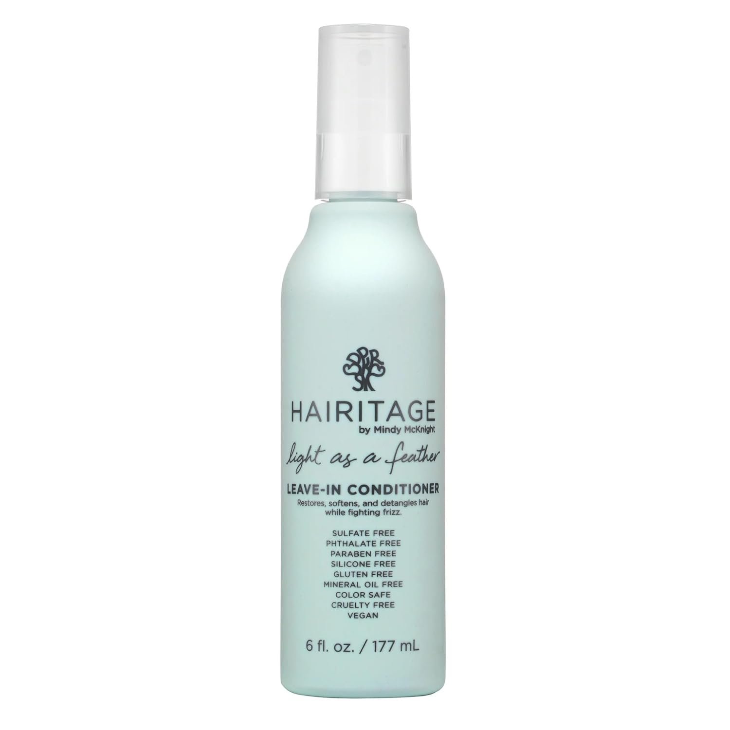 Hairitage Detangling Leave-in Conditioner Spray – Leave In Hair Treatment for Dry Damaged + Curly, Fine, Wavy, Frizzy Hair – Lightweight Formula – Sulfate Free – Cherry + Amber Scent, 6 Fl oz
