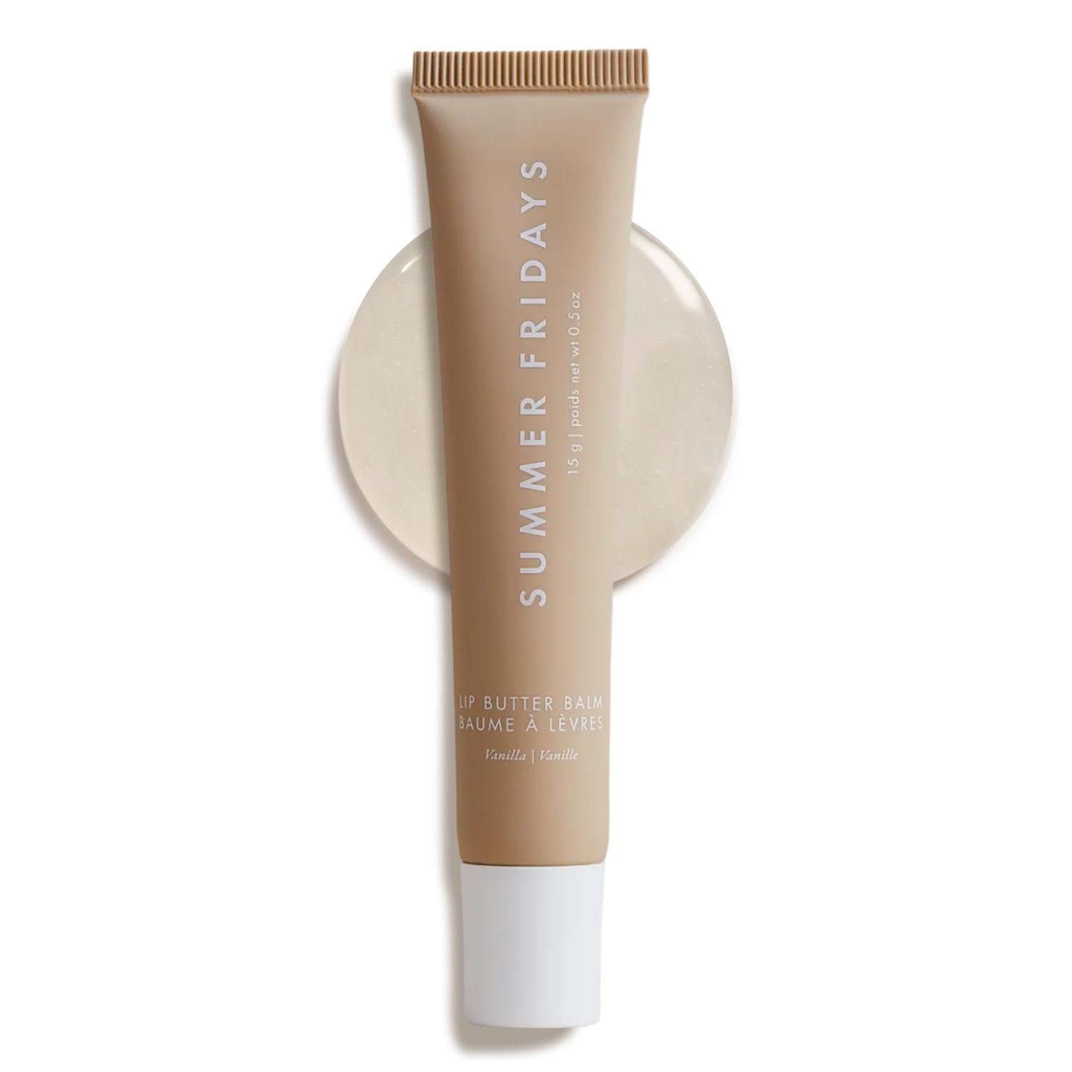 Summer Fridays Lip Butter Balm – Conditioning Lip Mask and Lip Balm for Instant Moisture, Shine and Hydration – Sheer-Tinted, Soothing Lip Care – Vanilla (.5 Oz)