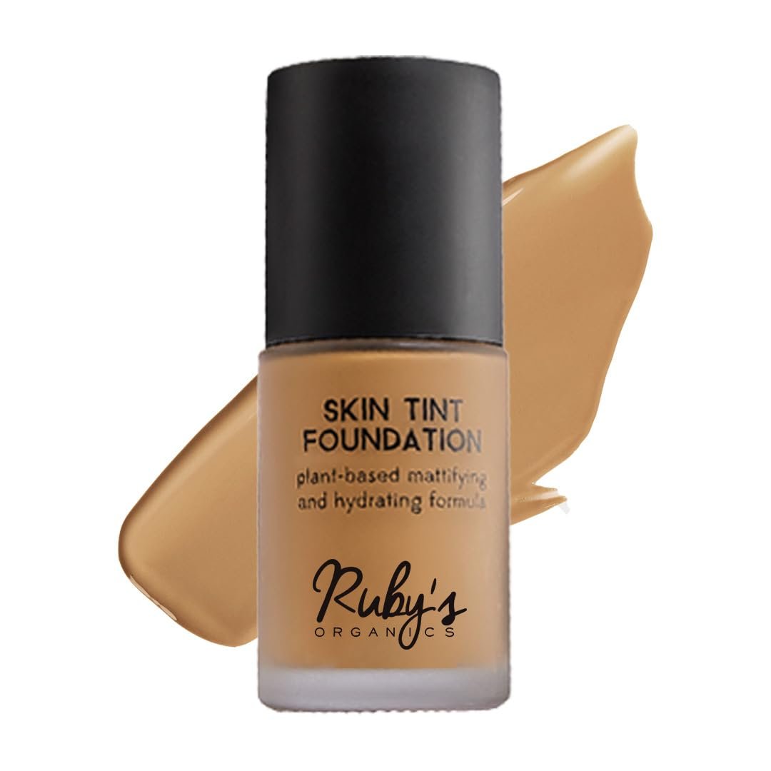 Ruby’s Organics Liquid Foundation | Waterproof Full Coverage Long Lasting | Matte & Poreless, Full Coverage Blendable Normal to Oily Skin | Paraben and Synthetic Free| Shade MD2.5, 30ml