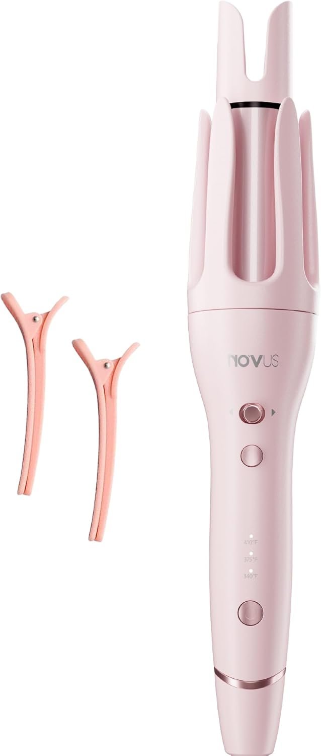NOVUS Curling Iron Hair Crimper Waver – 1.4 Inch Rovy Wave Curling Iron with Anti-Scald Hair Crimper, Ionic Deep Waver Hair Curler Tool with Ceramic 2 Barrel for Women, 30 Min Auto Shut Off