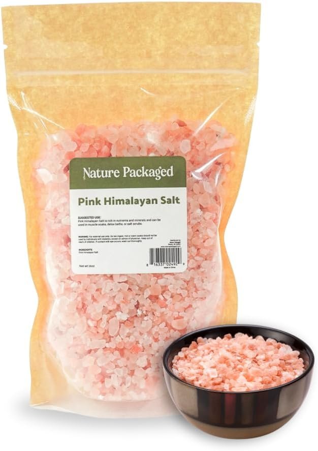 Nature Packaged Pink Himalayan Salt (16oz) – Direct from The Himalayan Mountains – Pure Coarse Grain Organic Salt for Body Scrubs, Adding to Baths, and Foot Soaking 1 Pack