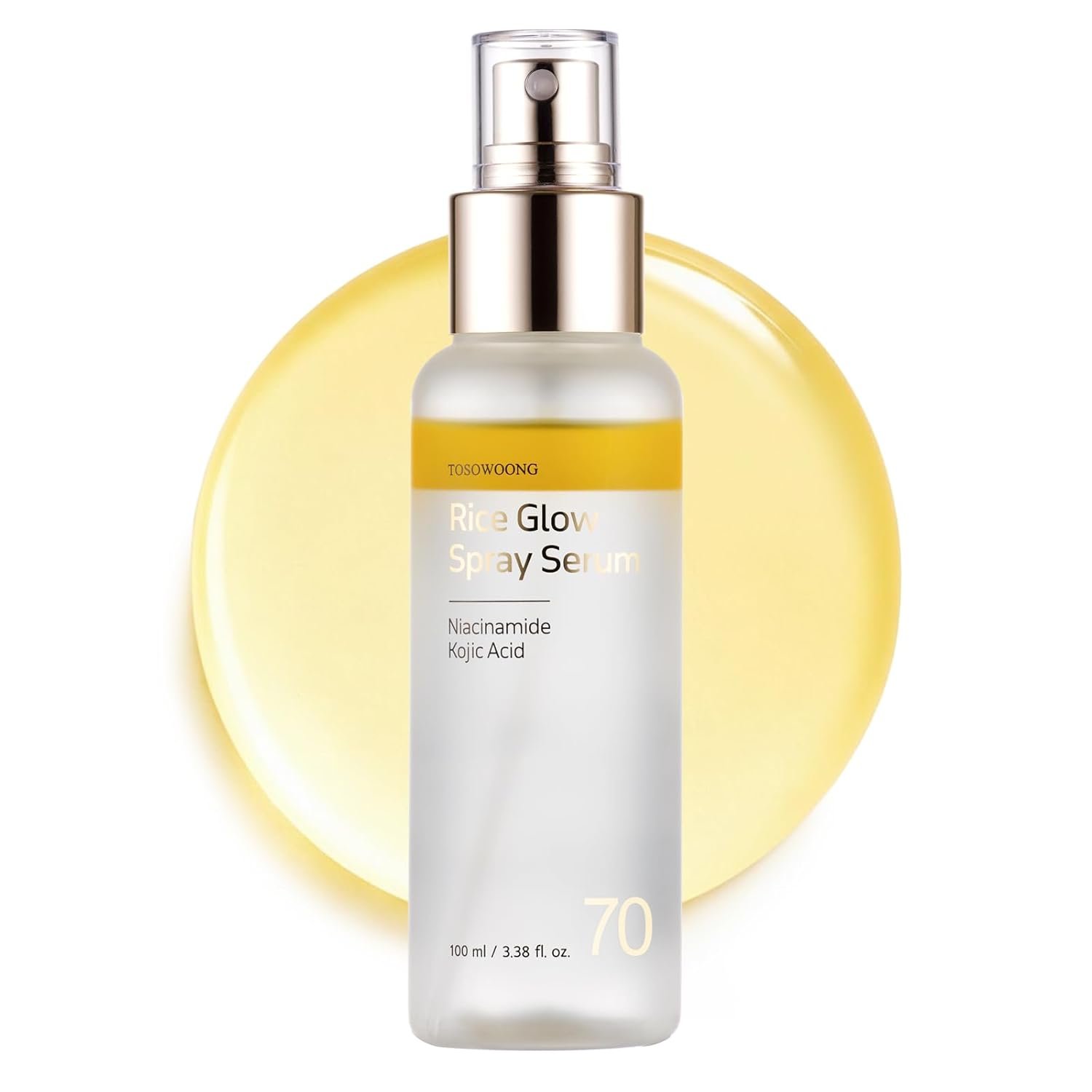 TOSOWOONG Rice Glow Spray Serum, 70% Rice Bran Water, Vitamin C, Kojic Acid, Glutathione, Hyaluronic Acid, PDRN, Hydrating All In One Face Mist for Glass Skin, Korean Skincare, 100ml / 3.38 fl. oz.