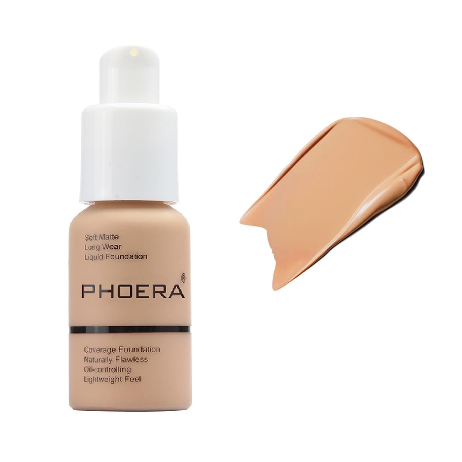 PHOERA Foundation, Soft Matte Long Wear Liquid, Full Coverage, Oil-Controlling, Lightweight, Naturally Flawless, 30ml (104 Buff Beige)
