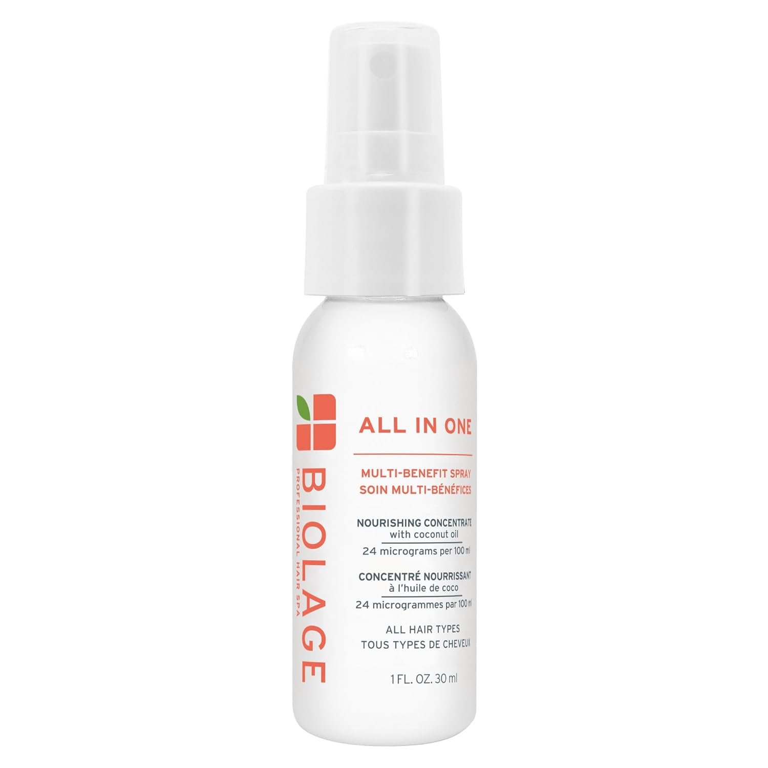 Biolage All-In-One Multi-Benefit Spray – Leave-In Treatment, Heat Protectant, Shine, Frizz Control, For All Hair Types, Coconut Oil, Vegan & Paraben-Free