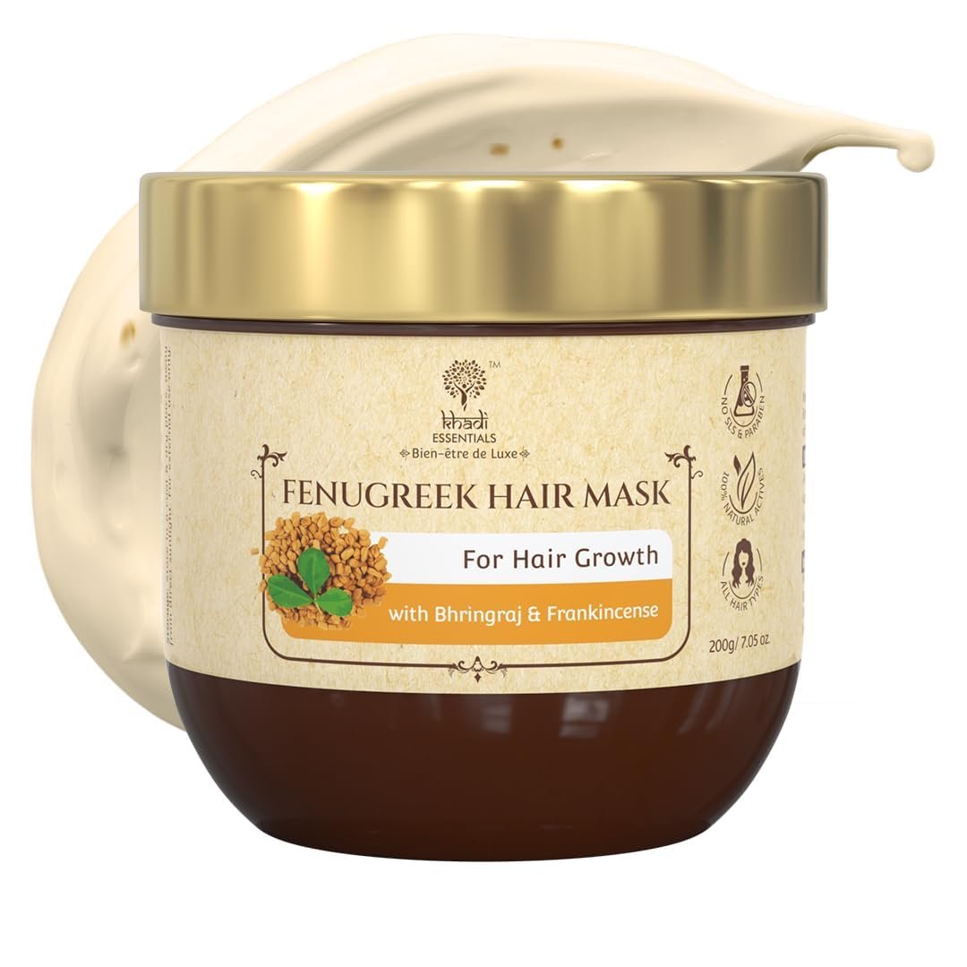 Khadi Essentials Amla Hair Mask For Dry And Frizzy Hair And Smoothening Hair With Methi For Hair Growth and Hair Fall Control, Sulphate & Paraben Free – 100gm