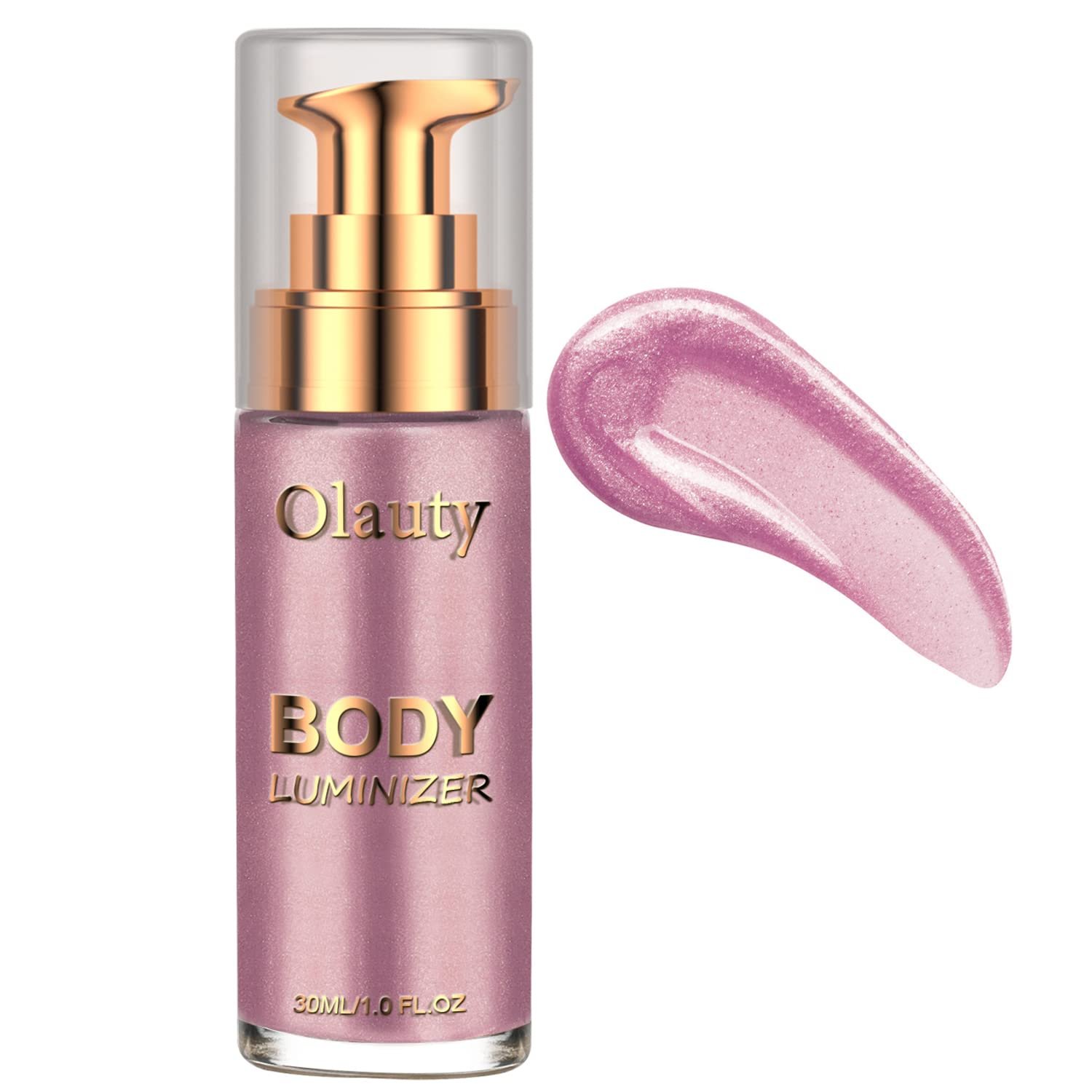 Firstfly Liquid Luminizer, Waterproof Moisturizing Light Shimmer Glow Illuminator for Face & Body, All In One Makeup Liquid Illuminator, Summer Body & Face Highlighter (#07 Rose Pink)