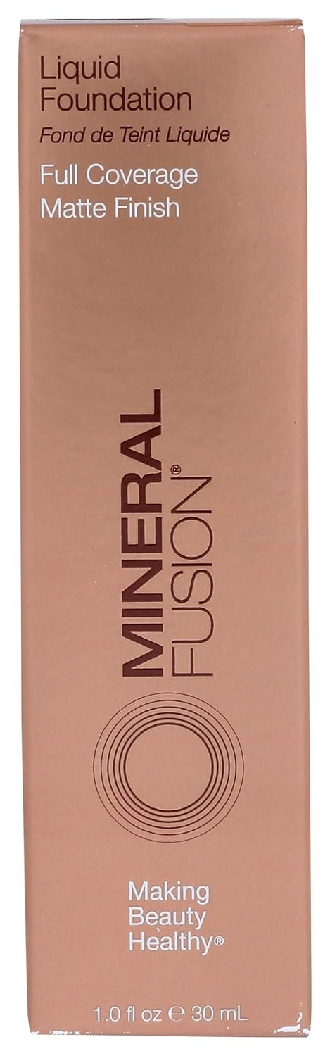 Mineral Fusion Full Coverage Foundation, Liquid Foundation – Neutral 1- Fair Complexion w/Neutral Undertones, Lightweight Matte Finish, Up to 12 Hr Hydration, Hypoallergenic & Vegan, 1 fl. oz