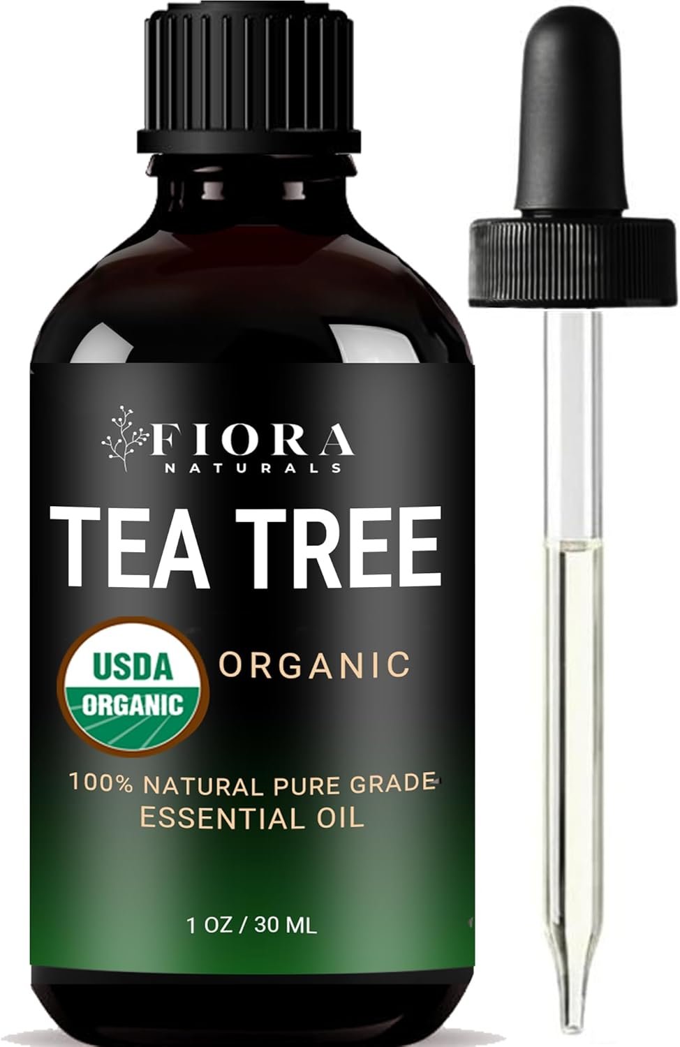 Tea Tree Oil – 100% Pure Organic Tea Tree Essential Oil for Skin, Face, Hair, Scalp, Nails, and Toenail – Therapeutic Grade Tree Tea Oil for Acne & Hair Growth – 1 fl oz – By Fiora Naturals