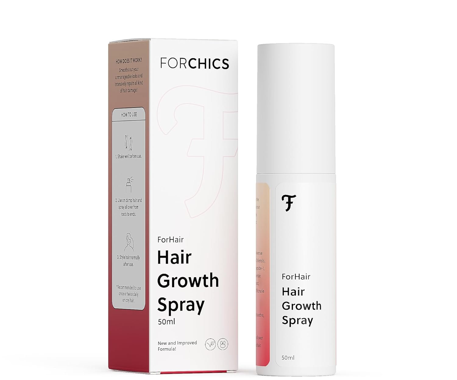 ForChics Hair Growth Serum for Women- Results in 4 Weeks- Hormone Free Hair Regrowth Treatment – For Thinning Hair Loss – Fast Absorbing Non-Greasy Scalp Spray 50ml