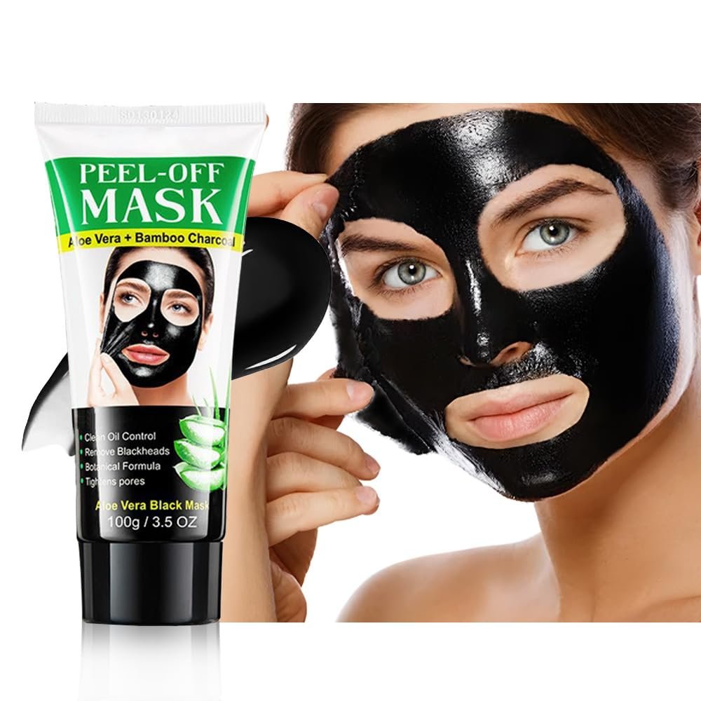 Charcoal Face Mask Peel off for Blackhead Remover, Aloe Vera & Bamboo Charcoal Peel off Face Mask, Blackhead Remover Strip for All Skin Type, Deep Cleansing Pore Strips for Men & Women (100g / 3.5 Oz)