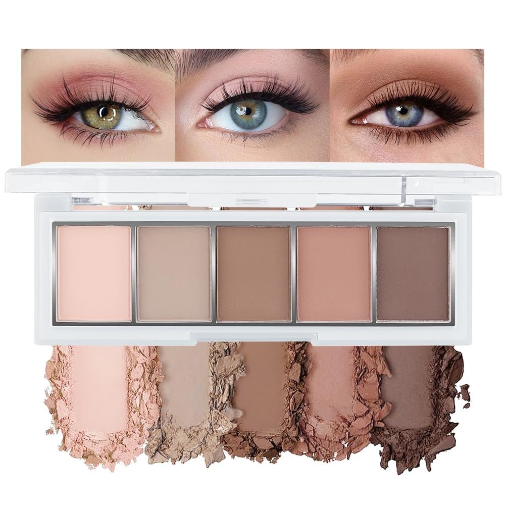 Matte Eyeshadow Palette,Peach Nude Neutral Eye Shadow,Rosy Beige Taupe Brown Eyeshadow,Soft Blendable Natural Makeup,Long Lasting Waterproof Eyeshadow for Daily Office Soft Glam Look,Sombra de Ojos 02