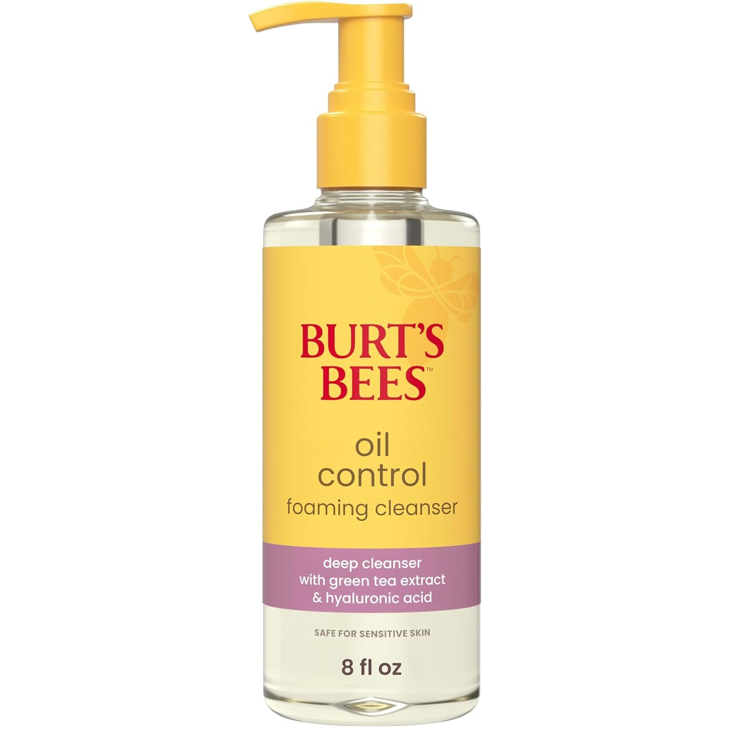 Burt’s Bees Oil Control Foaming Cleanser; For Oily Skin; Safe for Sensitive Skin; Deeply Cleanses, Includes Green Tea Extract and Hyaluronic Acid; 8 Fl. Oz.
