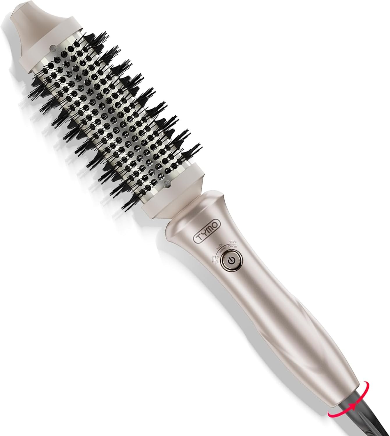 TYMO Thermal Brush Curling Brush – STYLUX 1.5 Inch Blowout Volumizer with Flexi-Fit for Hair Straightening, Heated Round Styler Tool, Hair Straightener and Curler 2 in 1, Dual Voltage, Gold