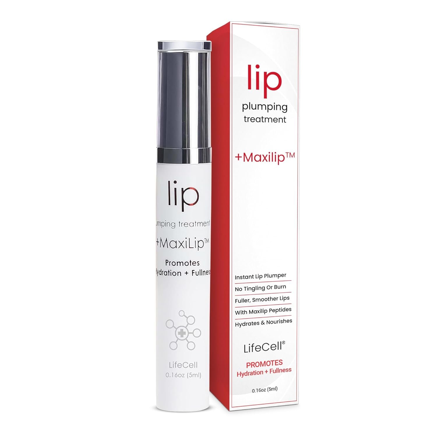 LifeCell Lip Plumping Treatment – Glossy Balm with MaxiLip Peptides for Fuller, Smoother Lips – Hydrating, Non-Irritating, Fragrance-Free Lip Care for All Skin Types