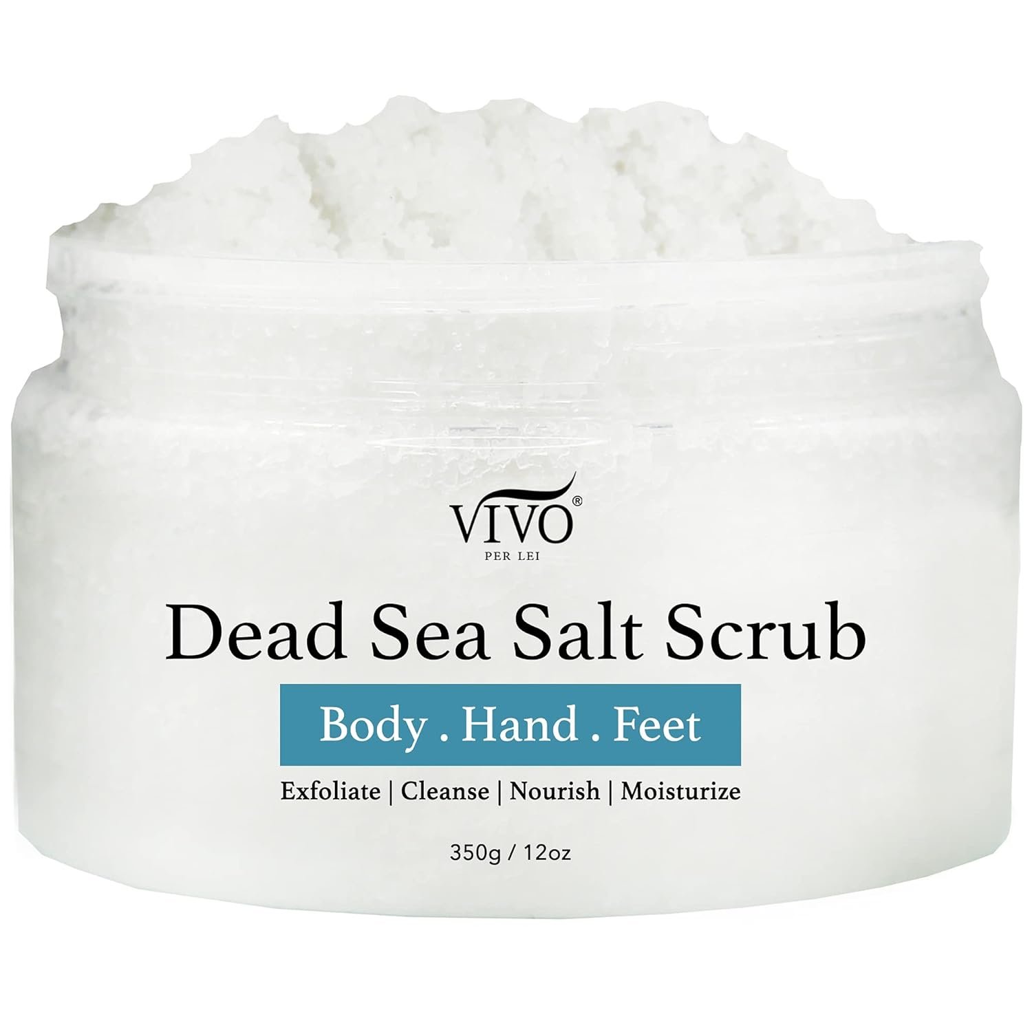 Vivo Per Lei Body Scrub – Exfoliating Body Scrub with Dead Sea Minerals – Dead Sea Salt Scrub for Hands & Legs – Body Exfoliant for a Supple Beach Body – 350 g/ 12.34 oz