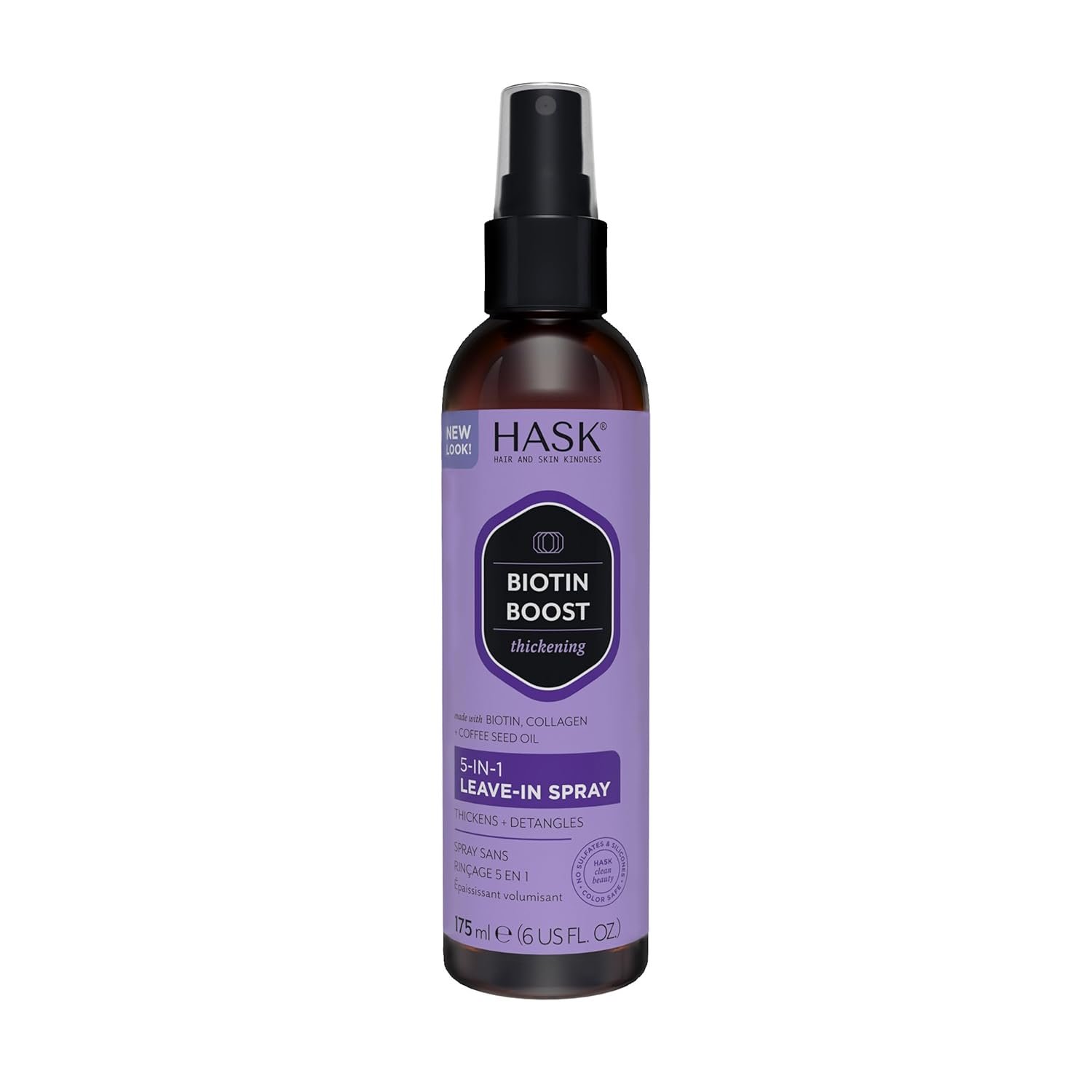 HASK Thickening BIOTIN 5-in-1 Leave In Conditioner Spray for all hair types, color safe, gluten free, sulfate free, paraben free – 6 Fl Oz