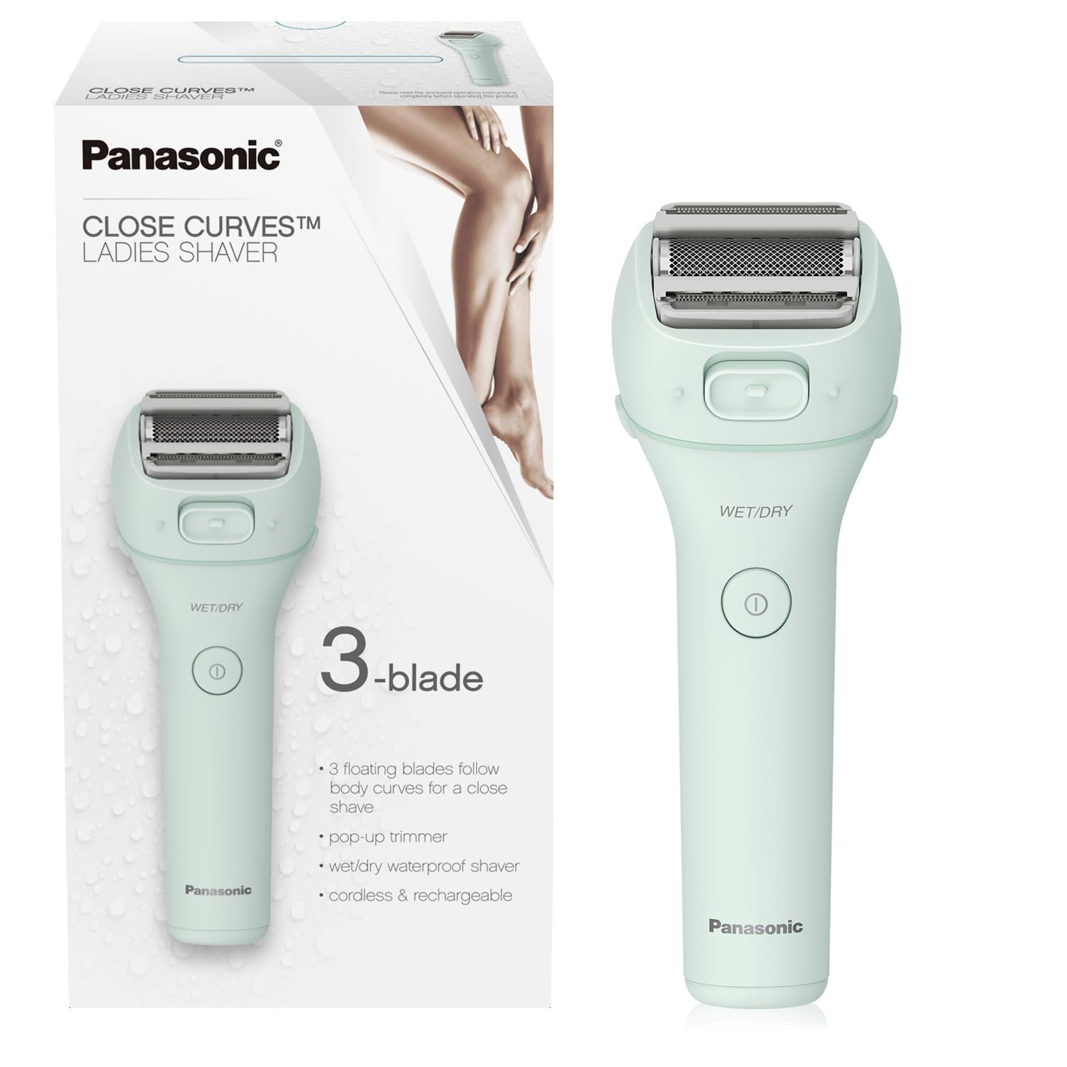 Panasonic Electric Bikini Trimmer, Women’s Waterproof, Full-Body Cordless Electric Razors for Women with Bikini Attachments, 3 Hypoallergenic Blades, for Travel, Shower and Everyday Use – ES-AWL6AG
