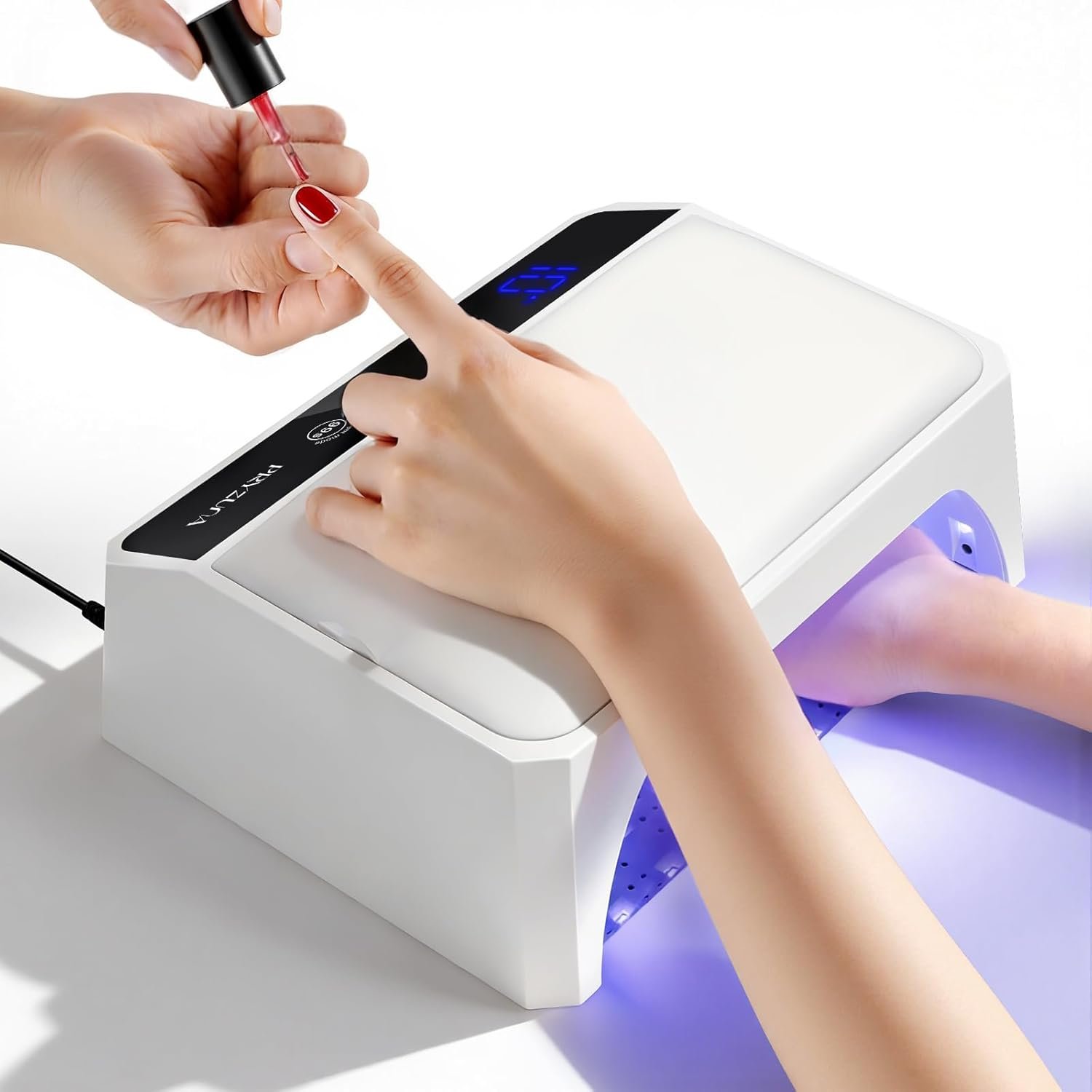 UV LED Nail Lamp, 120W UV Light for Gel Nails with 69 Beads, Fast Curing Professional Nail Dryer for Gel Polish, Two-Hand Design, Detachable Arm Rest Base, Sensor, 3 Timers for Fingernails & Toenails