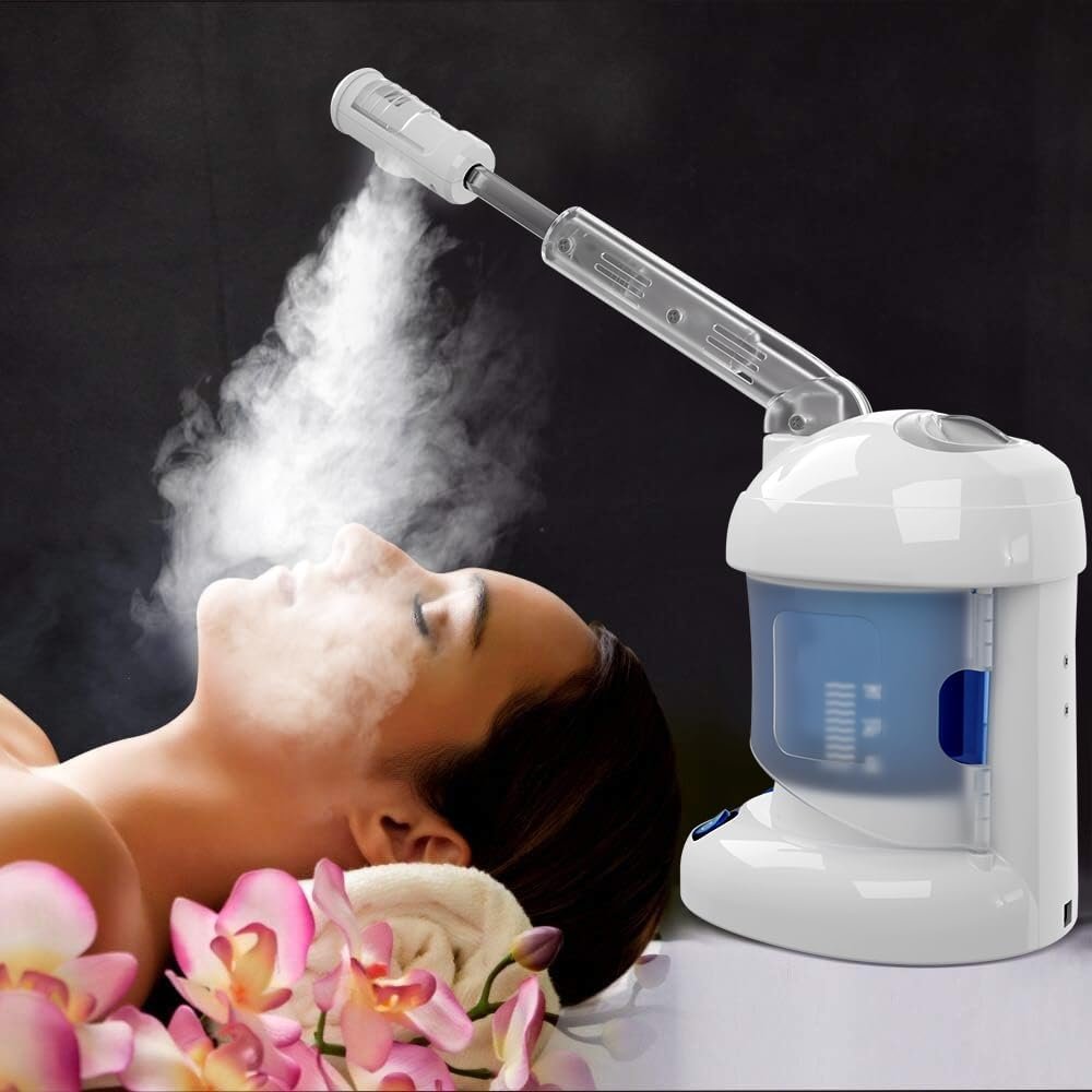 Facial Steamer – Ozone Steamer with Extendable Arm – Professional Nano Ionic Facial Steamer for Deep Cleaning – Portable for Personal Care Use at Home or Salon