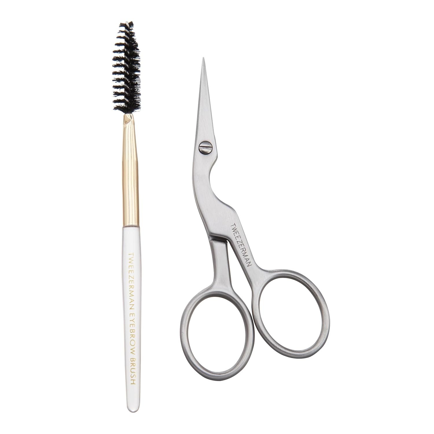 Tweezerman Stainless Steel Eyebrow Shaping Scissors & Brush – Eyebrow Trimming Set for Women and Men