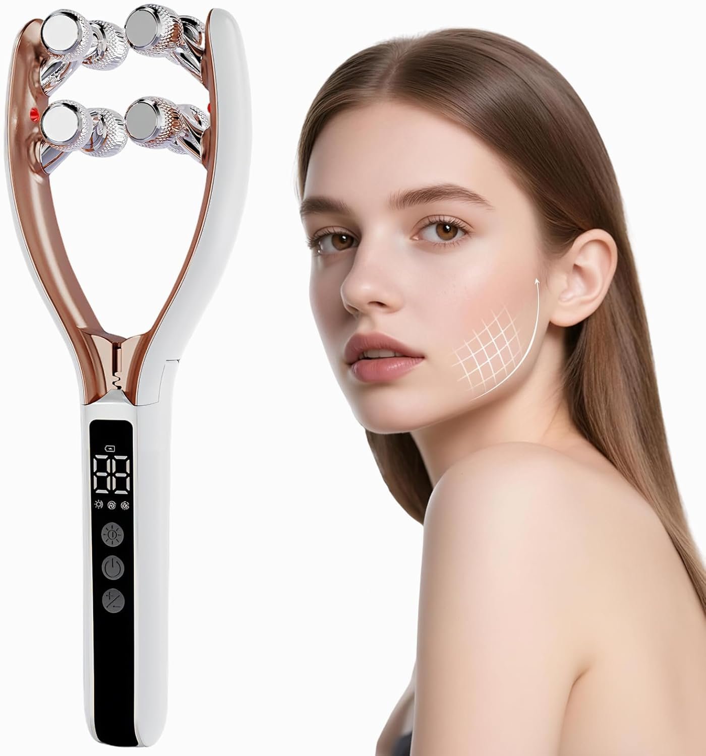 Facial Massager Wireless Face Massager Tool, Facial Roller Skin Care Tool for Women, Rechargeable V-Shape Sculpting & Puffiness Relief Tool, Face Roller Lymphatic Drainage for Home & Travel Use