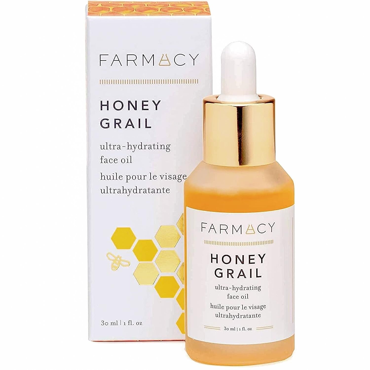 Farmacy Honey Grail Hydrating Face Oil – Nourishing Oil for Skin & Hair – Infused with Sea Buckthorn, Rosehip & Buckwheat Honey to Moisturize & Maintain a Healthy Skin Barrier (30ml)