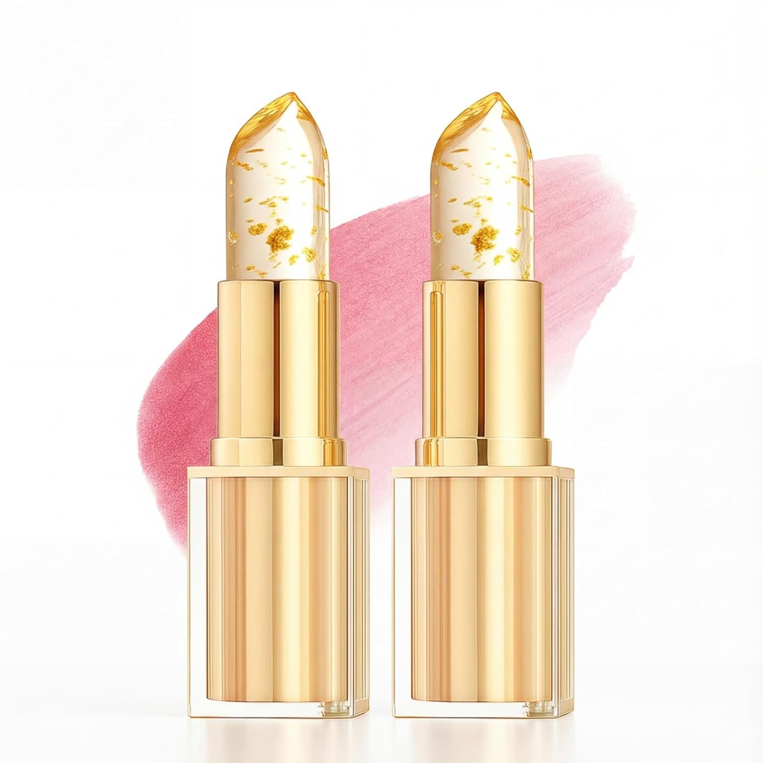 2PCS PH Lipstick Color Changing, Clear Color Changing Lipstick, Transfer Proof Lip Balm with Gold Foil Inside, Long Lasting 12 Hour Wear, Hydrating & Lightweigh, Mothers Day Birthday Gifts for Women