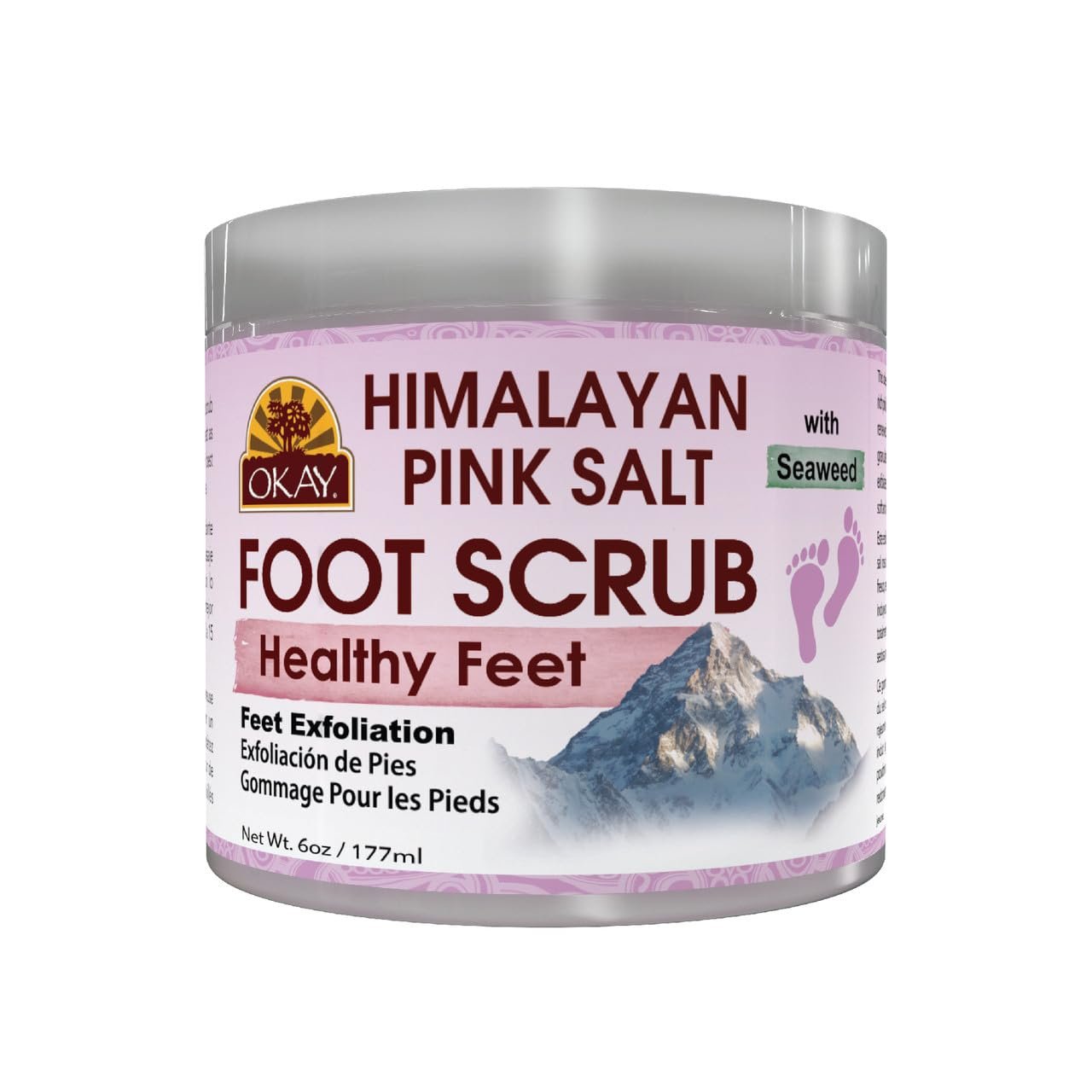 OKAY Himalayan Pink Salt Foot Scrub – Himalayan Salt Scrub, Body Exfoliator for Women and Men, Exfoliating for Feet, Hands & Face, Vegan, Natural Ingredients – 6 oz Jar (Pack of 1)