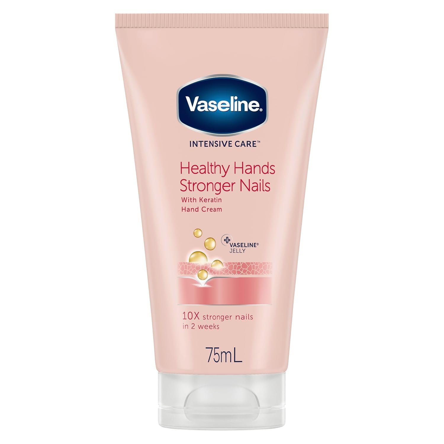 Vaseline Hand Cream 2-Pack – Healthy Hands Stronger Nails with Keratin, 10X Stronger Nails in 2 Weeks, 3.4 Oz Ea