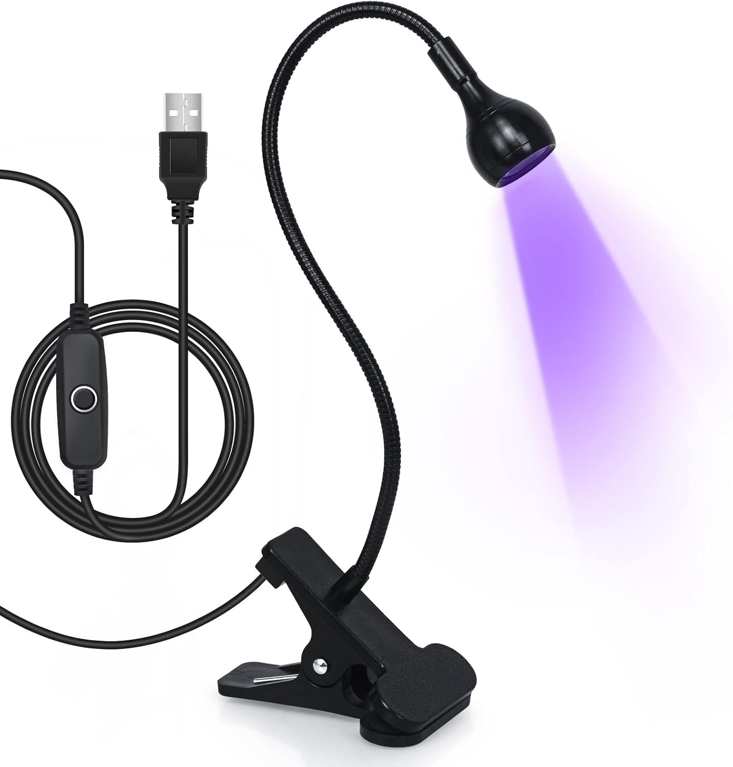 AORAEM Nail Lamp LED Nail Manicure Light Nail Polish Curing Lamps with Black Gooseneck and Clamp for Gel Nails