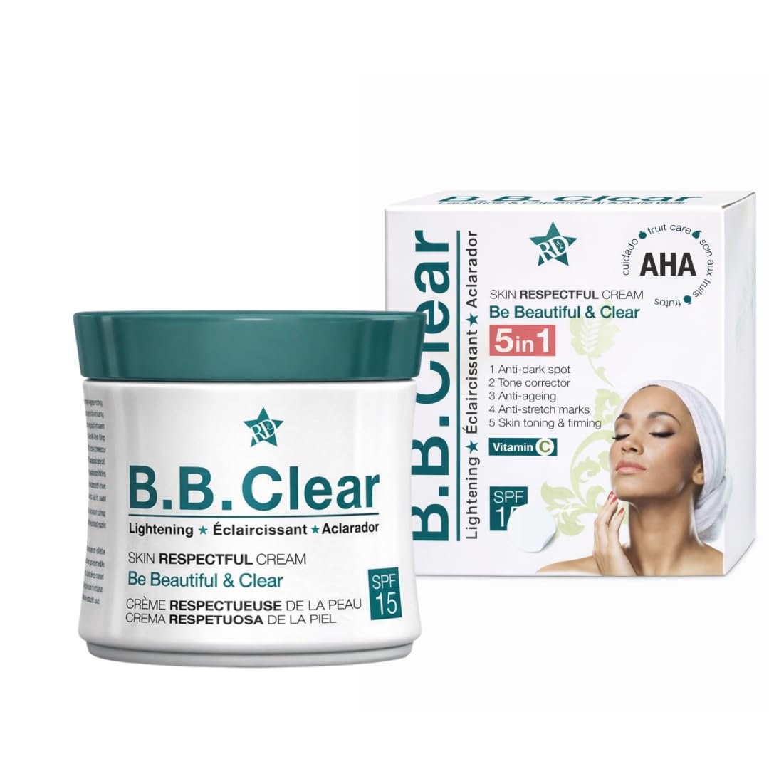 B.B. Clear – Be Beautiful & Clear – Skin Respectful Cream 5-in-1 – Vitamin C + AHA Face Cream with SPF 15 – Tone Correcting Moisturizer for Dark Spots, Uneven Skin Tone & Firming