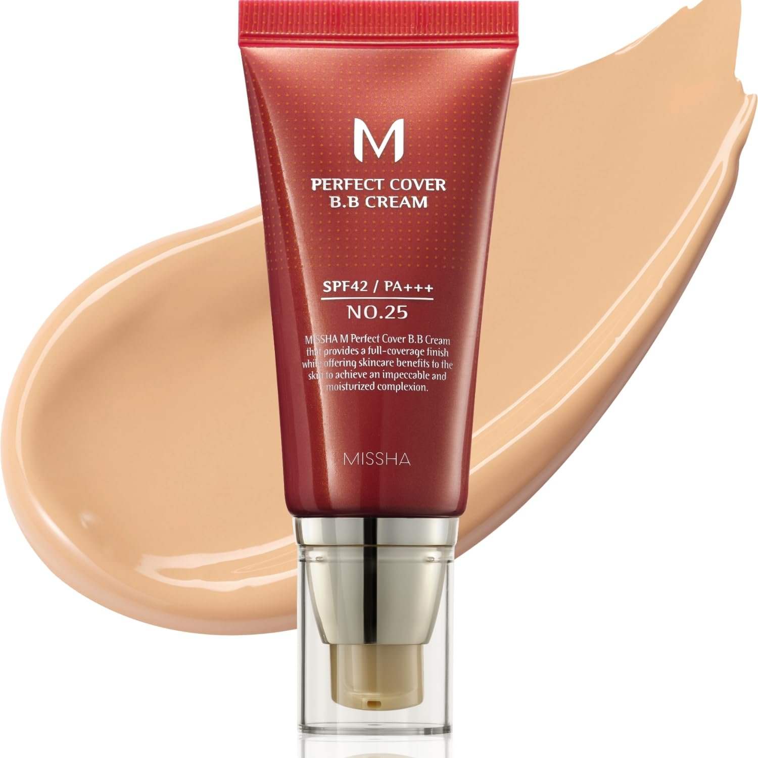 MISSHA M Perfect Cover BB Cream No.25 Warm Beige – Medium with Warm Undertone SPF 42 PA +++ 1.69 Fl Oz – Tinted Moisturizer for face with SPF