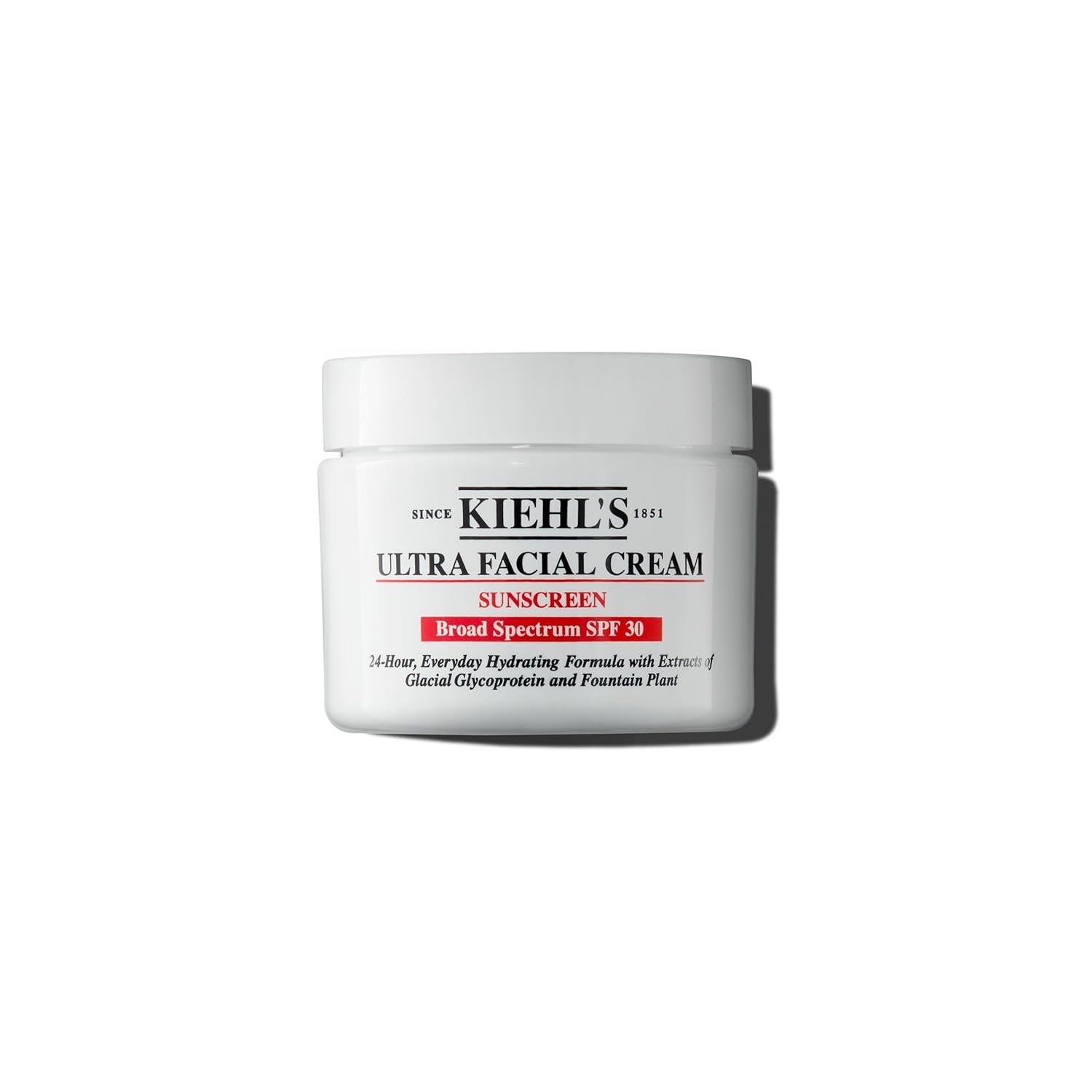 Kiehl’s Ultra Facial Cream with SPF 30, Lightweight Daily Face Moisturizer for All Skin Types, 24-hour Hydration, UV Sunscreen Protection, Non-greasy, Absorbs Quickly, with Glacial Glycoprotein