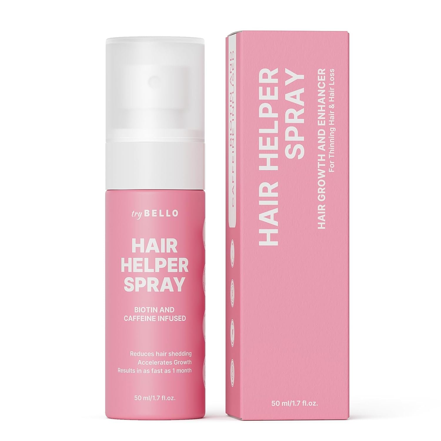 Trybello Hair Helper Spray | DHT Blocker Hair Growth Serum with Biotin, Castor Oil & Caffeine | Topical for Thicker, Fuller Strands | Anti Thinning, Vegan, Cruelty-Free Formula