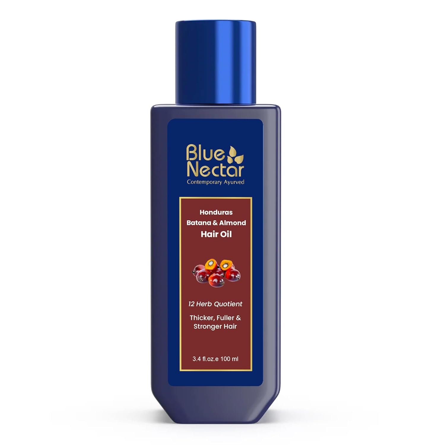 Blue Nectar Batana Oil for Thicker Hair | Pure Honduras Batana Oil for Hair Growth with Organic Almond | Ayurvedic Hair Growth for Stronger Hair (12 Herbs, 3.38 FlOz)