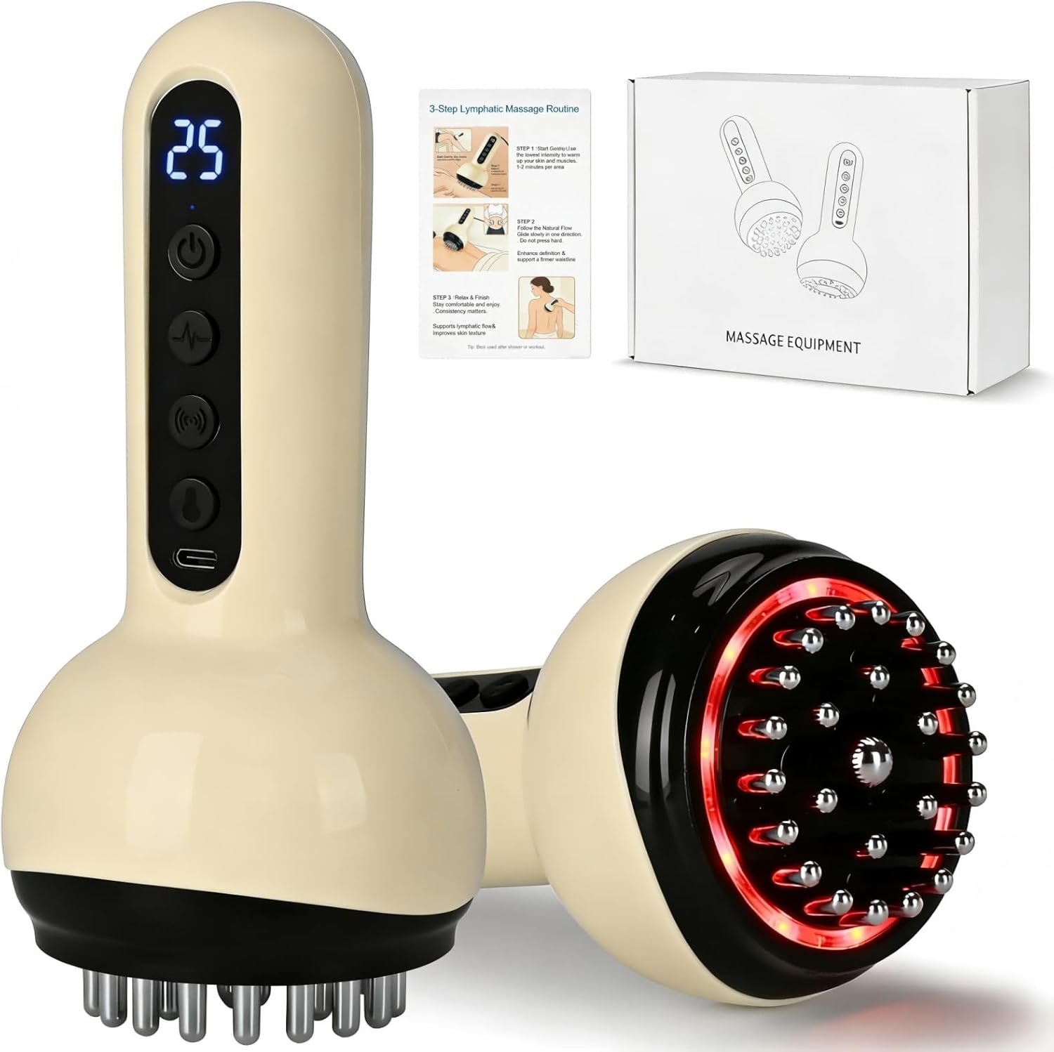 4-in-1 Body Sculpting Machine – Lymphatic Drainage Massager & Anit Cellulite Tool Help Skin Tightening & Reduce Stretch Marks, Firming Tool for Belly, Legs, Arms & Glutes – Improves Circulation