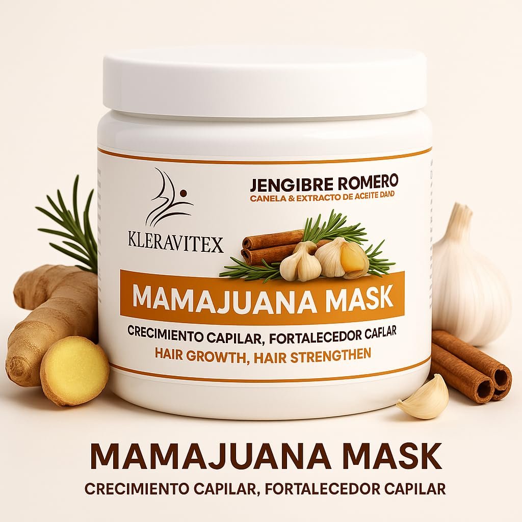 Kleravitex Mamajuana Hair Mask – Deep Treatment with Ginger, Rosemary, Cinnamon & Garlic Oil Extract – Hair Mask for Dry Damaged Hair and Growth, Paraben & Sulfate Free Hair Treatment (60 OZ)