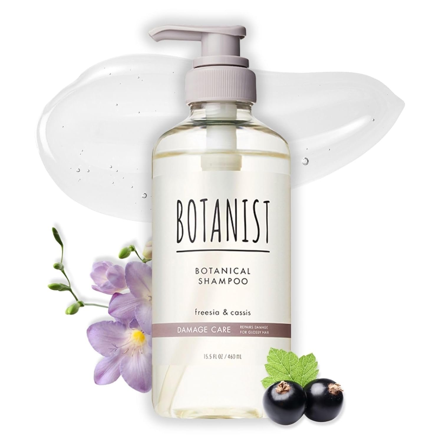 Botanist Organic Shampoo for Women, Paraben and Sulfate Free Shampoo for Color Treated Hair with Keratin, Proteins, Collagen& Hyaluronic Acid from Japan 15.5Fl Oz FREESIA & CASSIS, DAMAGE CARE
