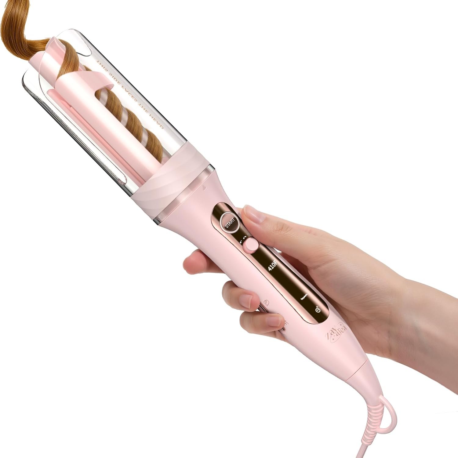 ZAVAREA Automatic Rotating Curling Iron for Long Hair – 1 Inch Curling Wand for Beach Waves & Loose Curls, Easy Hair Curler for Beginners, Anti-Scald & Frizz-Free, Dual Voltage for Travel