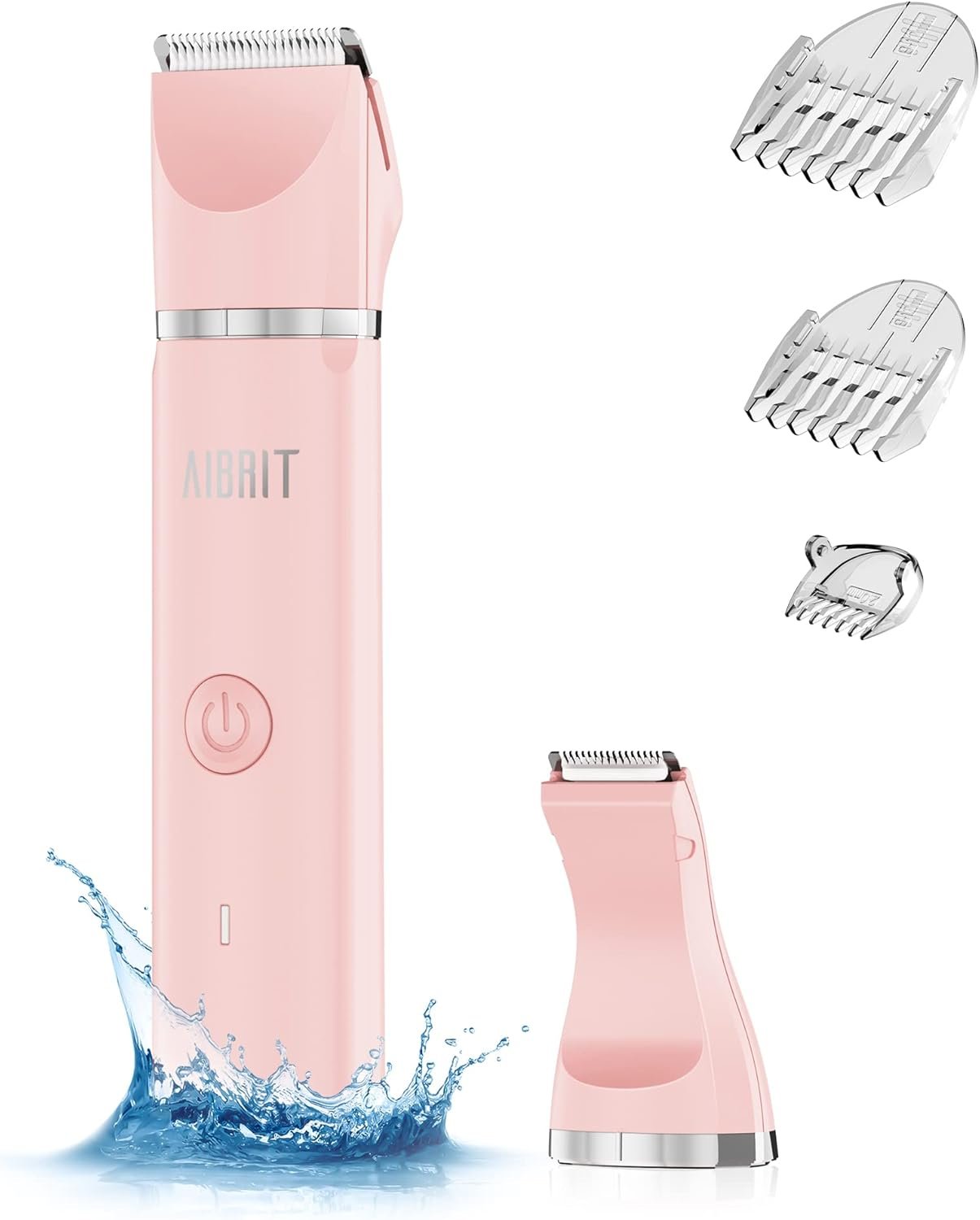 AIBRIT PRO Electric Bikini Trimmer for Women – 2 in 1 Electric Lady Clipper Pubic Hair Groomer Painless Hair Removal Razor Body Shaver, Portable Ladies Shaver with 2 Trimmer Heads, IPX7 Waterproof
