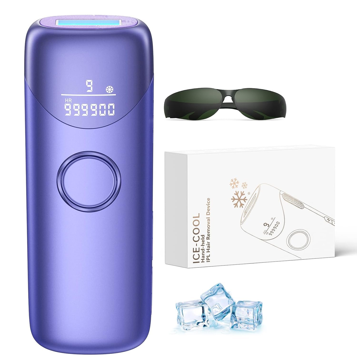 Ubroo Laser Hair Removal with 5℃ Ice Cooling,Hand-held Hair Removal Device IPL Hair Removal for Women and Men,Reduce Hair Regrowth,Full Body Use for Legs,Bikini,Armpits（Purple）
