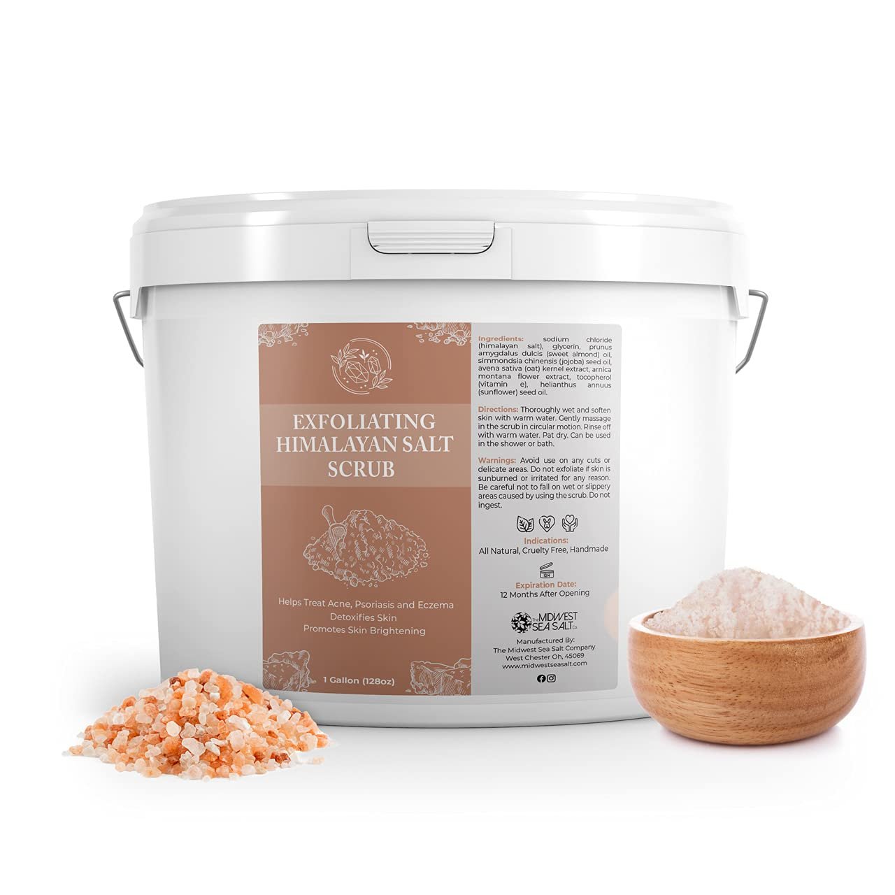 The Midwest Sea Salt Company – Exfoliating Himalayan Salt Scrub – 128oz – Unscented – Exfoliating Body Scrub