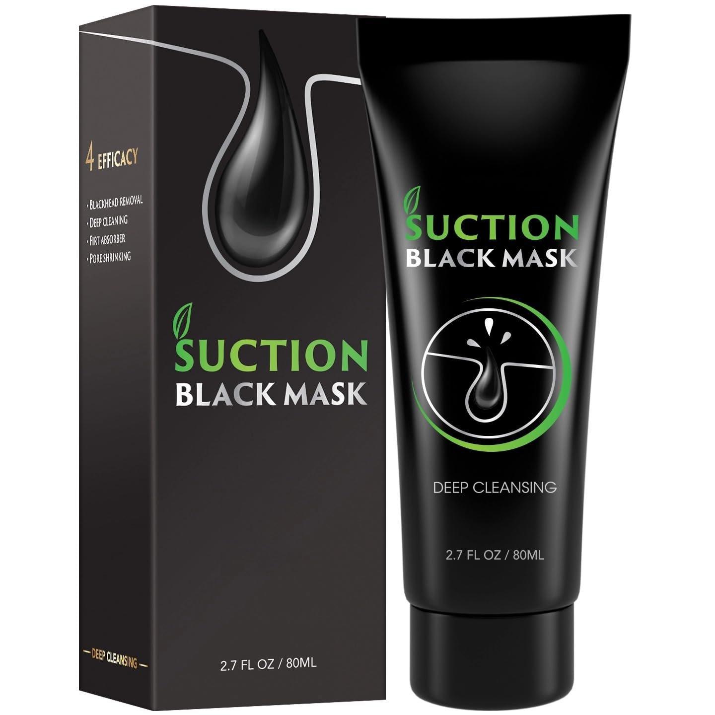 Blackhead Remover Mask, Activated Charcoal Peel Off Mask, Deep Face Clean for Men and Women, Pore Cleansing Nose and Face Care, Purifying Charcoal Mask, 80ML